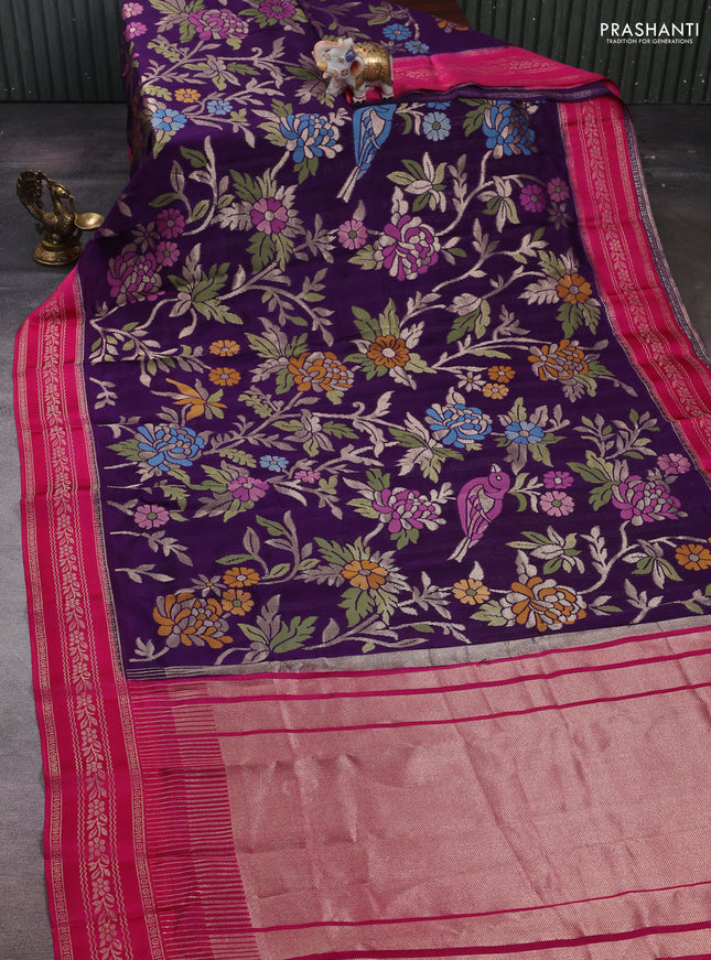 Purple & Pink Kosa Jamdani Silk Saree