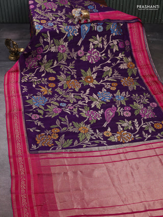 Purple & Pink Kosa Jamdani Silk Saree