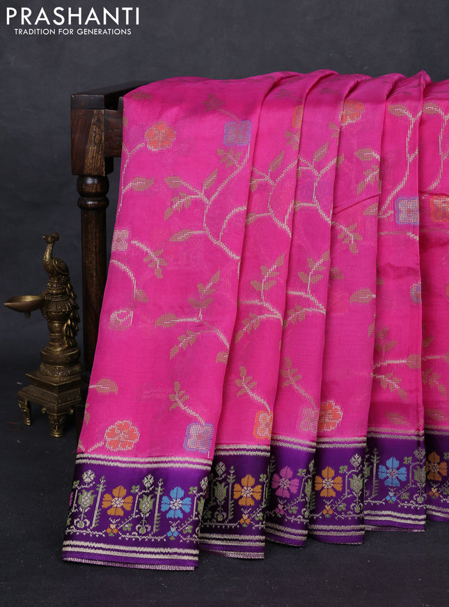 Pink & Purple Kosa Jamdani Silk Saree
