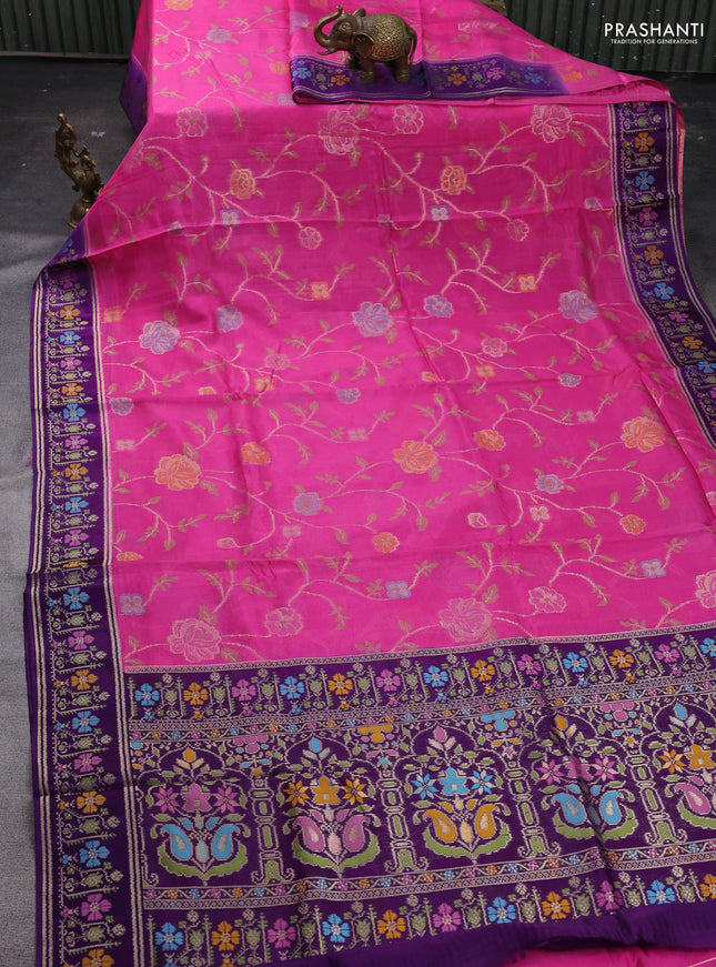 Pink & Purple Kosa Jamdani Silk Saree