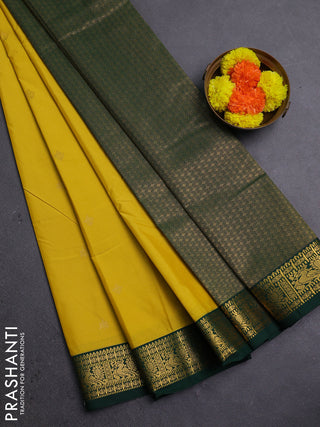 Yellow & Green Semi Kanchipram Silk - Buttas