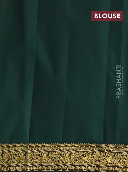 Peach & Bottle Green Semi Kanchipram Silk - Buttas