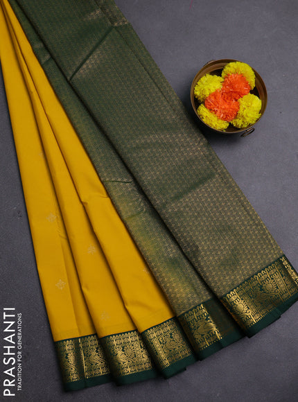 Yellow & Green Semi Kanchipram Silk - Buttas