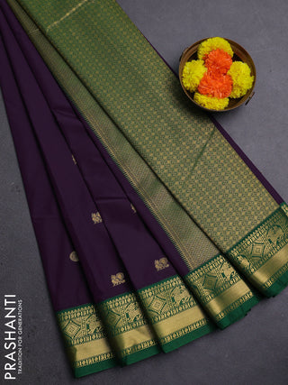 Violet & Green Semi Kanchipram Silk - Buttas