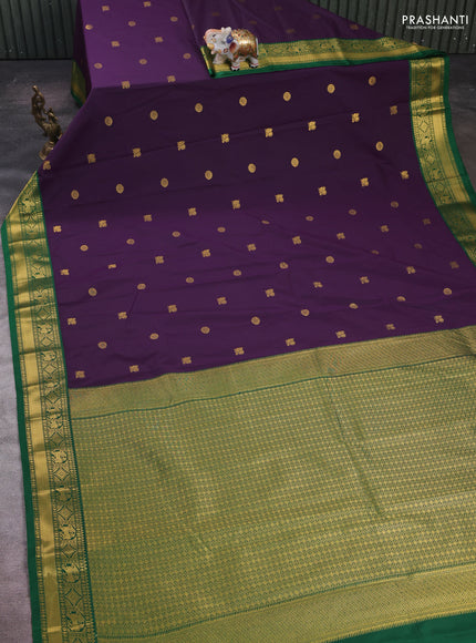 Violet & Green Semi Kanchipram Silk - Buttas