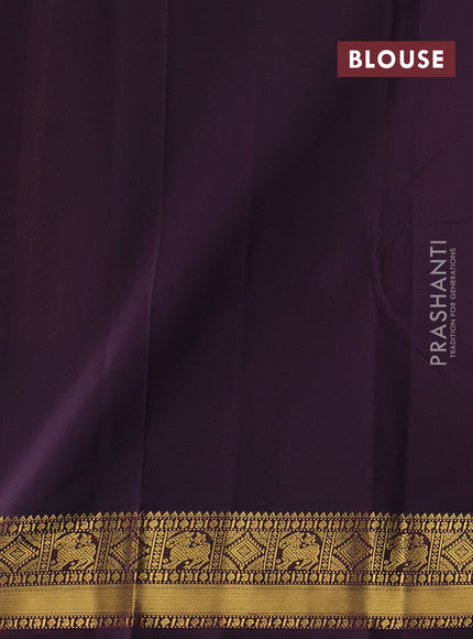 Yellow & Purple Semi Kanchipram Silk - Buttas