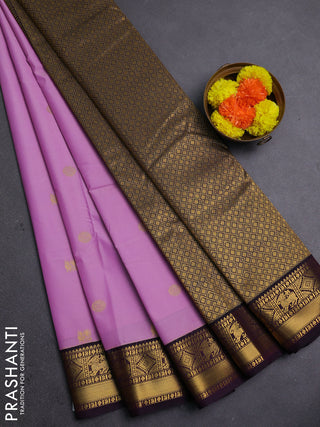Lavender & Purple Semi Kanchipram Silk - Buttas