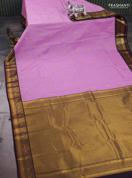Lavender & Purple Semi Kanchipram Silk - Buttas