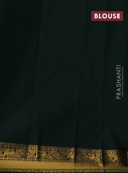 Pink & Bottle Green Semi Kanchipram Silk - Buttas