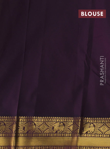 Lime Green & Purple Semi Kanchipram Silk - Buttas
