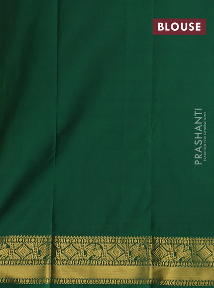Mustard Green & Green Semi Kanchipram Silk - Buttas