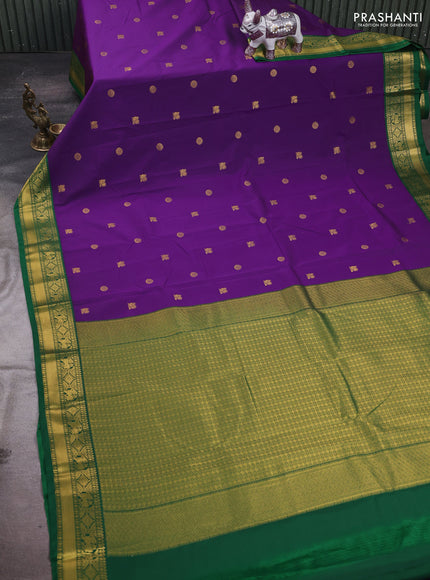 Violet & Green Semi Kanchipram Silk - Buttas