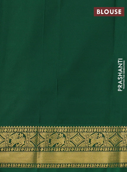 Beige & Green Semi Kanchipram Silk - Buttas