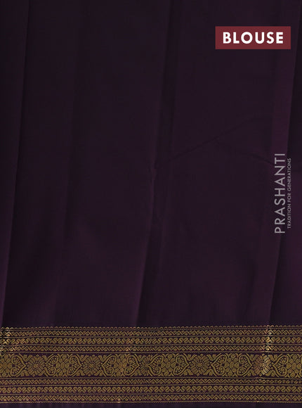 Teal Green & Purple Semi Kanchipram Silk - Buttas