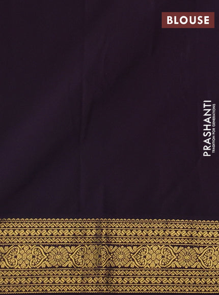 Teal Green & Purple Semi Kanchipram Silk - Buttas