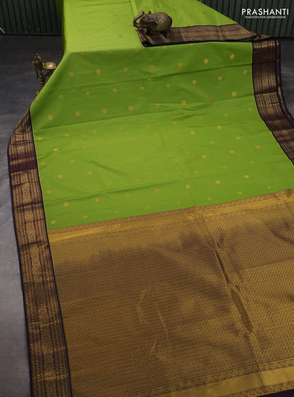 Green & Purple Semi Kanchipram Silk - Buttas