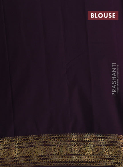 Green & Purple Semi Kanchipram Silk - Buttas