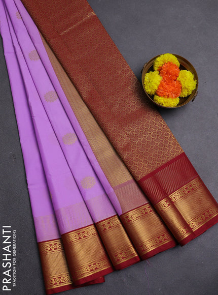 Lavender & Maroon Semi Kanchipram Silk - Buttas