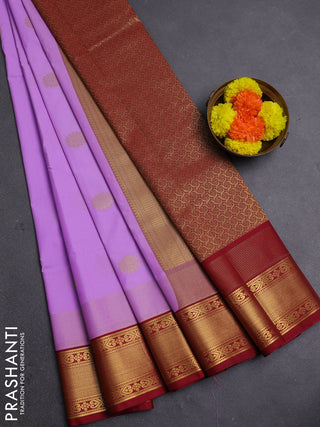 Lavender & Maroon Semi Kanchipram Silk - Buttas