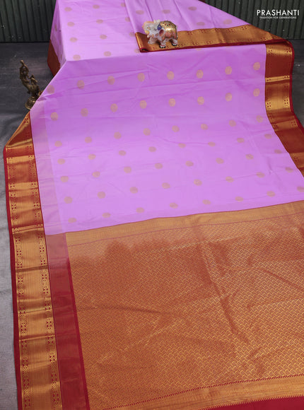 Lavender & Maroon Semi Kanchipram Silk - Buttas