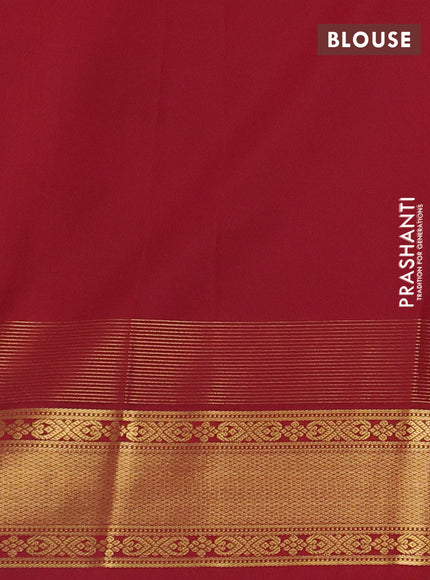 Pastel Green & Maroon Semi Kanchipram Silk - Buttas