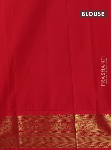 Blue & Red Semi Kanchipram Silk - Buttas