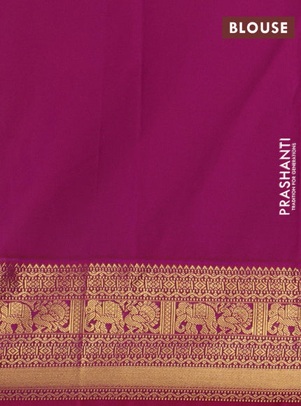 Teal Green & Pink Semi Kanchipram Silk - Buttas