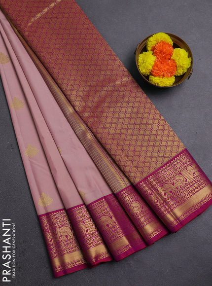Pastel Pink & Pink Semi Kanchipram Silk - Buttas