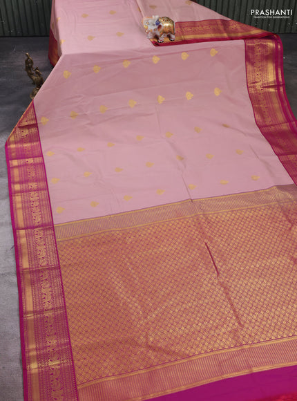 Pastel Pink & Pink Semi Kanchipram Silk - Buttas