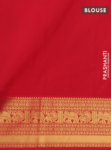 Green & Red Semi Kanchipram Silk - Buttas