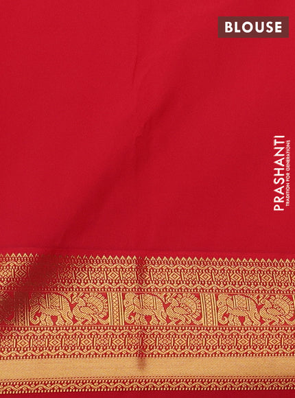 Mustard Yellow & Red Semi Kanchipram Silk - Buttas