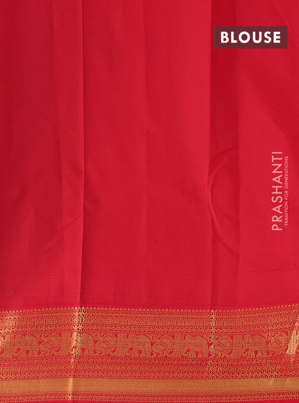 Blue & Red Semi Kanchipram Silk - Buttas