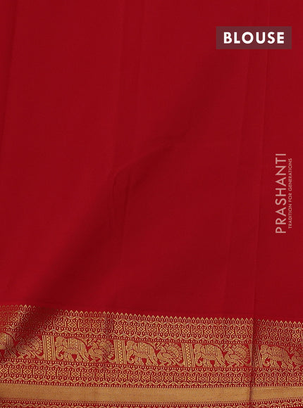 Teal Blue & Red Semi Kanchipram Silk - Buttas