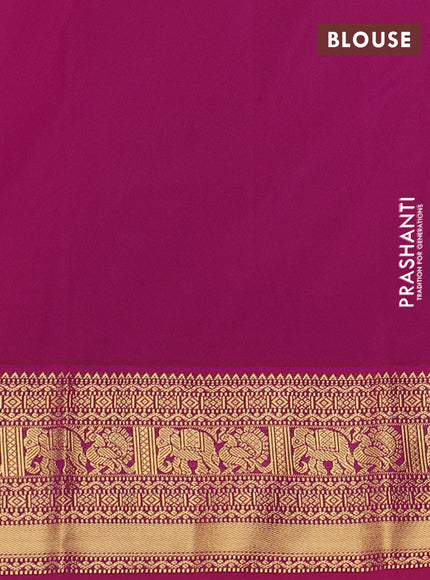 Mustard Yellow & Magenta Pink Semi Kanchipram Silk - Buttas