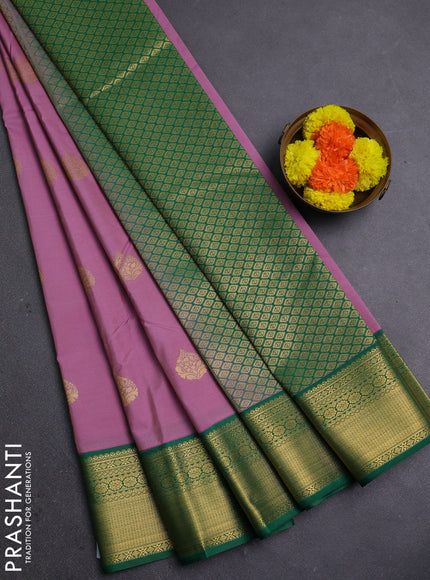 Onion Pink & Green Semi Kanchipram Silk - Buttas