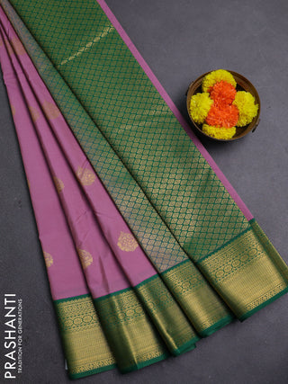 Onion Pink & Green Semi Kanchipram Silk - Buttas