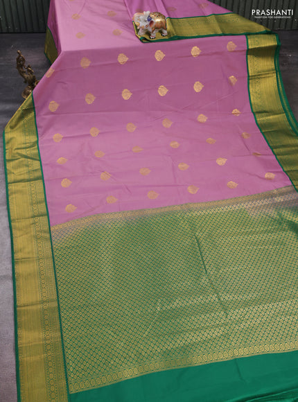 Onion Pink & Green Semi Kanchipram Silk - Buttas