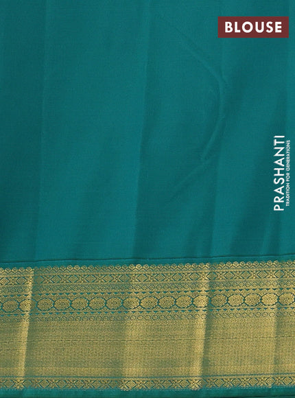 Peach & Green Semi Kanchipram Silk - Buttas