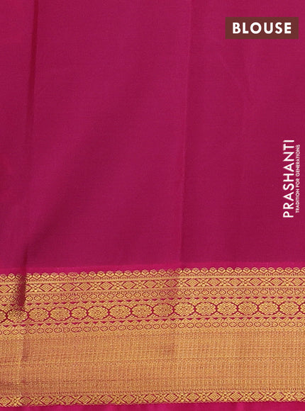 Bottle Green & Pink Semi Kanchipram Silk - Buttas