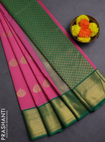 Pink & Green Semi Kanchipram Silk - Buttas