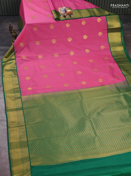 Pink & Green Semi Kanchipram Silk - Buttas