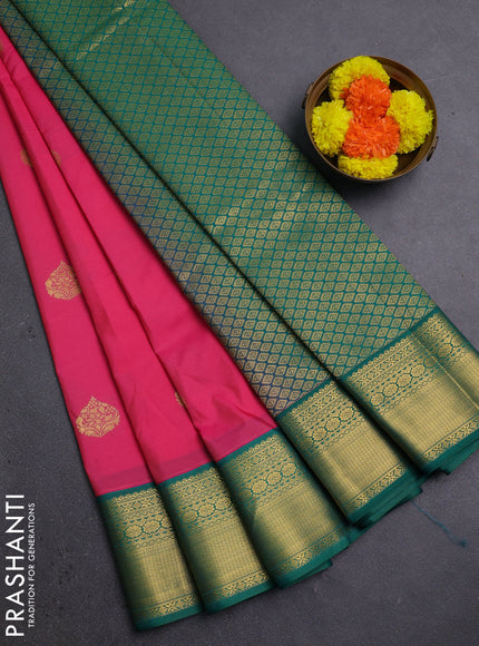Pink & Green Semi Kanchipram Silk - Buttas