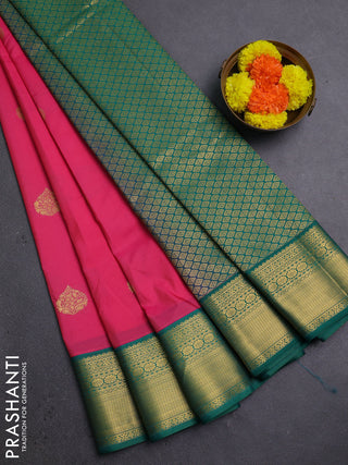 Pink & Green Semi Kanchipram Silk - Buttas