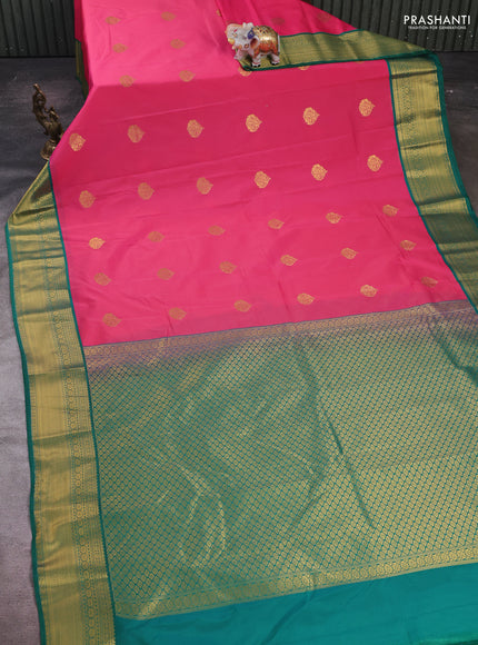 Pink & Green Semi Kanchipram Silk - Buttas