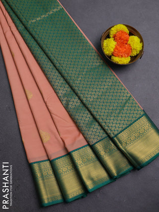 Peach & Green Semi Kanchipram Silk - Buttas