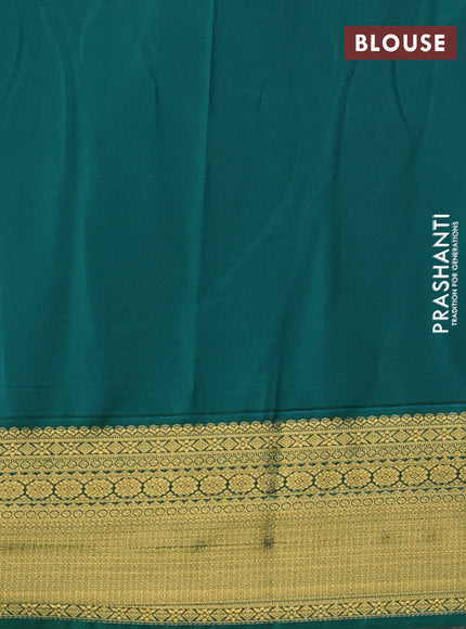 Peach & Green Semi Kanchipram Silk - Buttas