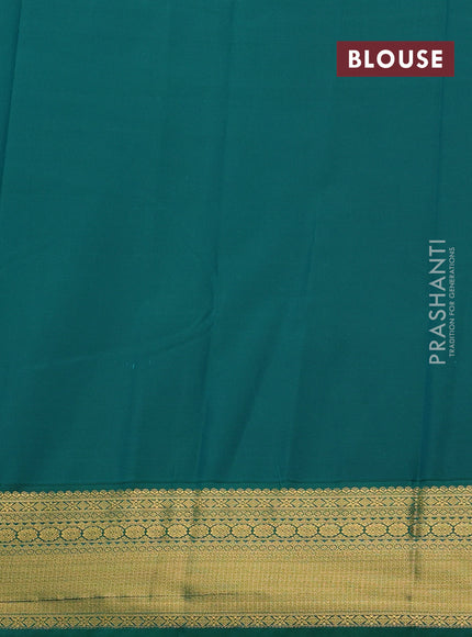 Orange & Green Semi Kanchipram Silk - Buttas