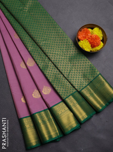Mauve Pink & Green Semi Kanchipram Silk - Buttas