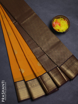 Mustard Yellow & Maroon Semi Kanchipram Silk - Buttas