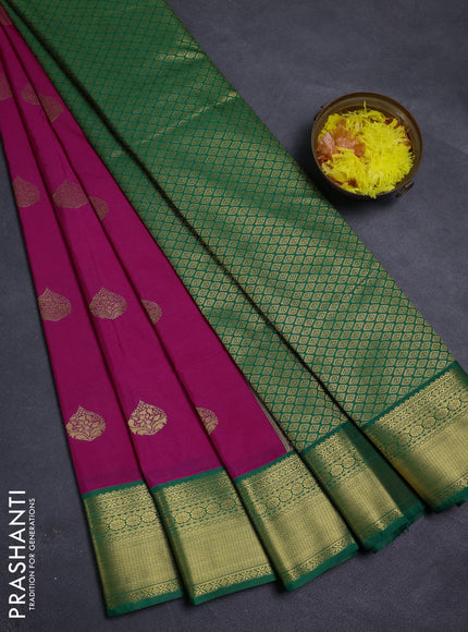 Pink & Green Semi Kanchipram Silk - Buttas